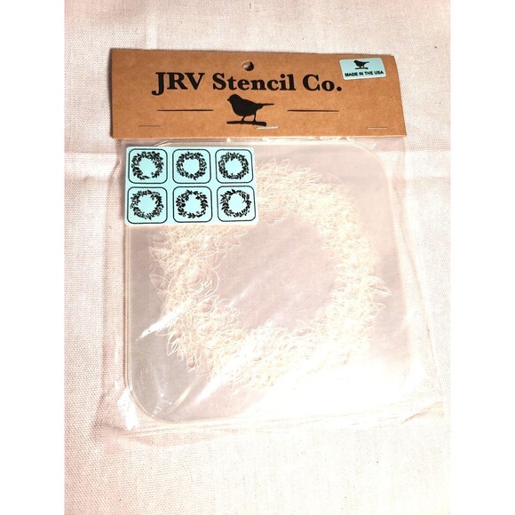 NEW JRV Mini Set Of 6 Farmhouse Wreath Stencils Each Stencil 5.5" X 4" Christmas - Picture 1 of 4